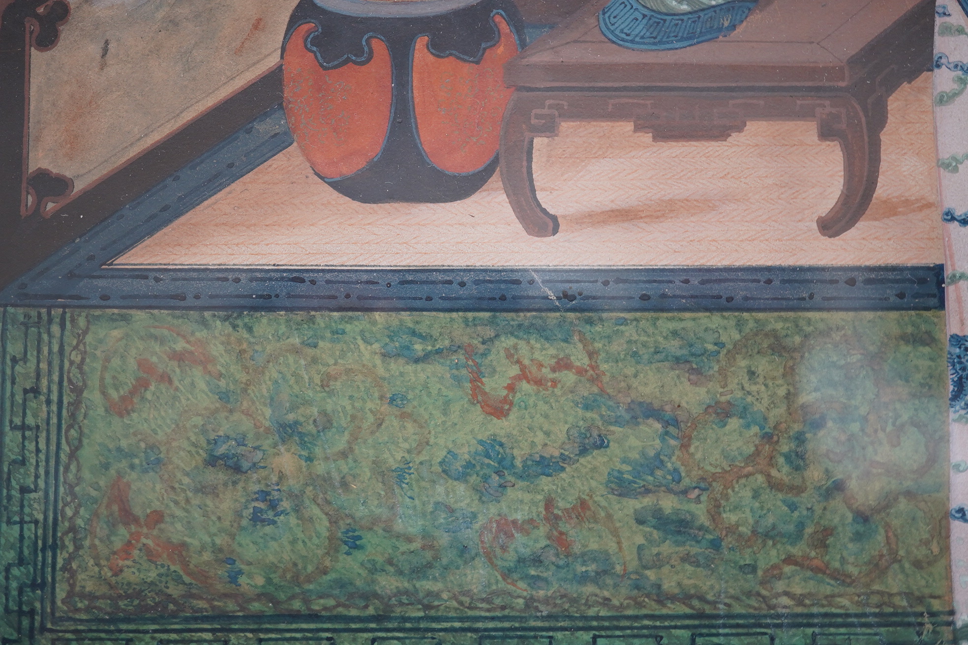 Chinese School, early 19th century, a pair of gouaches, interior scenes